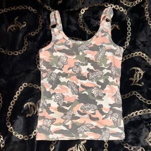 Derek Heart Pink and Green Camouflage Tank Top